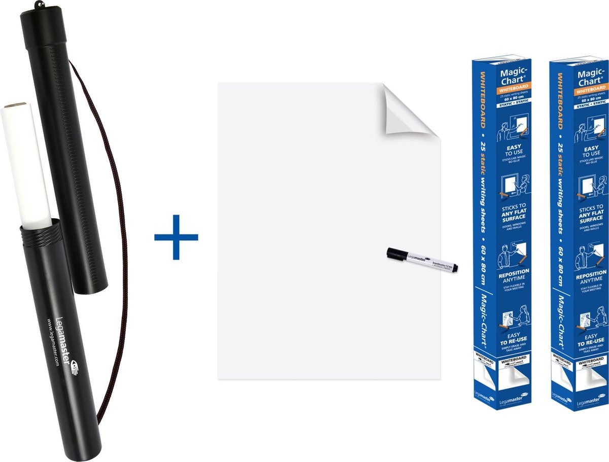 Legamaster - magic-chart - whiteboard - folie - 60x80cm - wit - 25 vel - 2 rollen + draagkoker