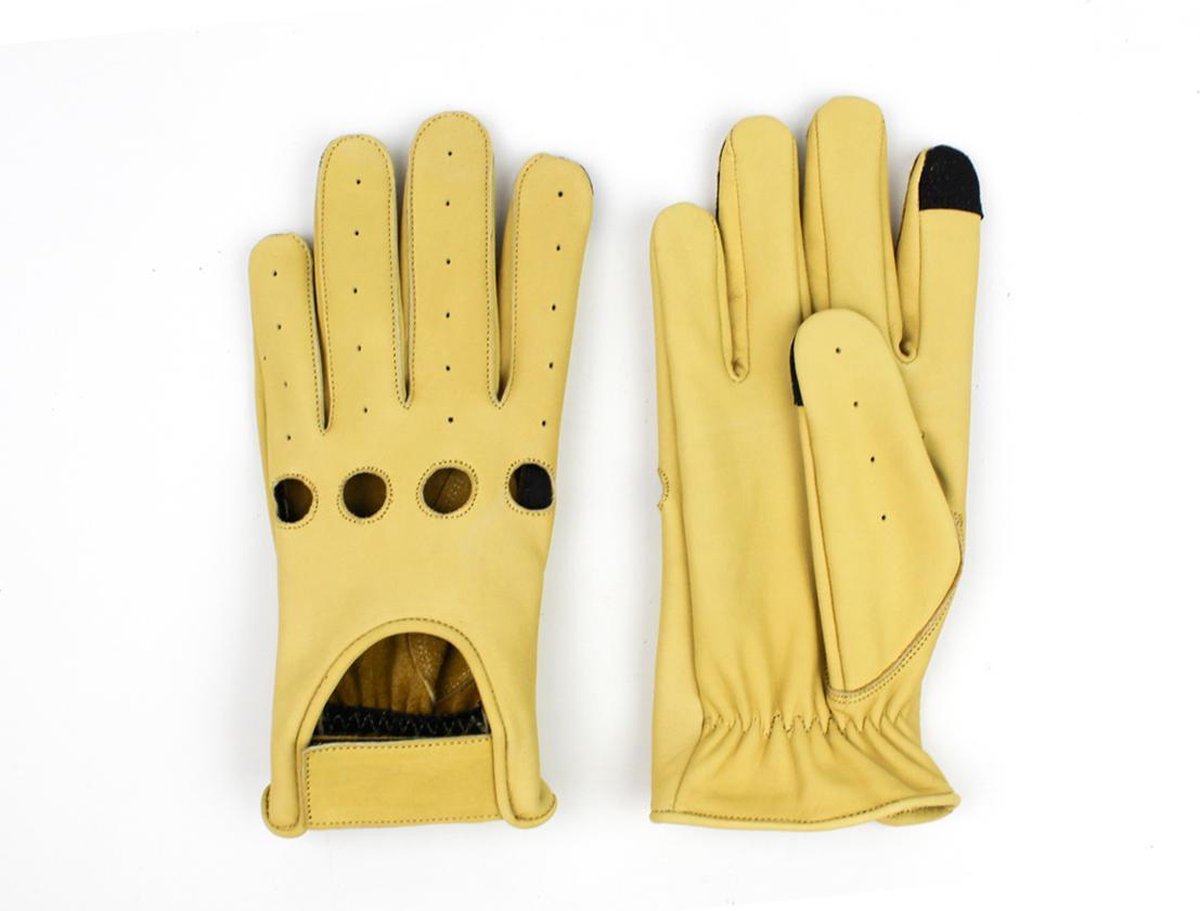 Gladiator driver leren autohandschoenen old yellow | maat L