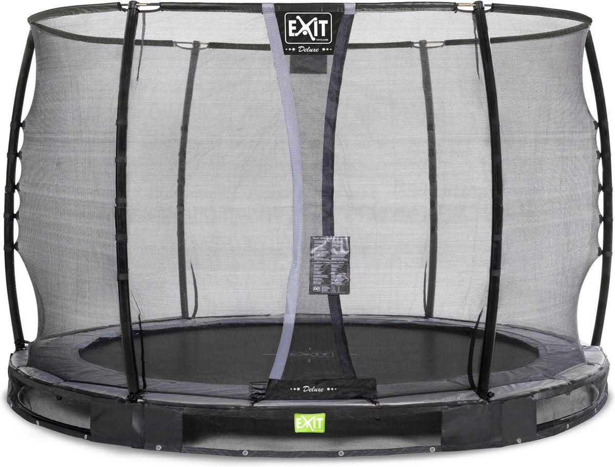 Trampoline EXIT Elegant Premium inground - ø305cm met Deluxe veiligheidsnet - zwart