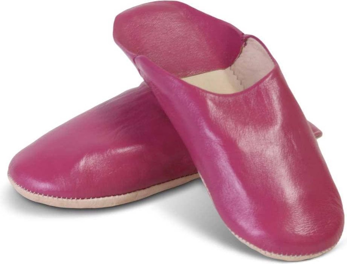 Marokkaanse Babouche Leer Fuchsia