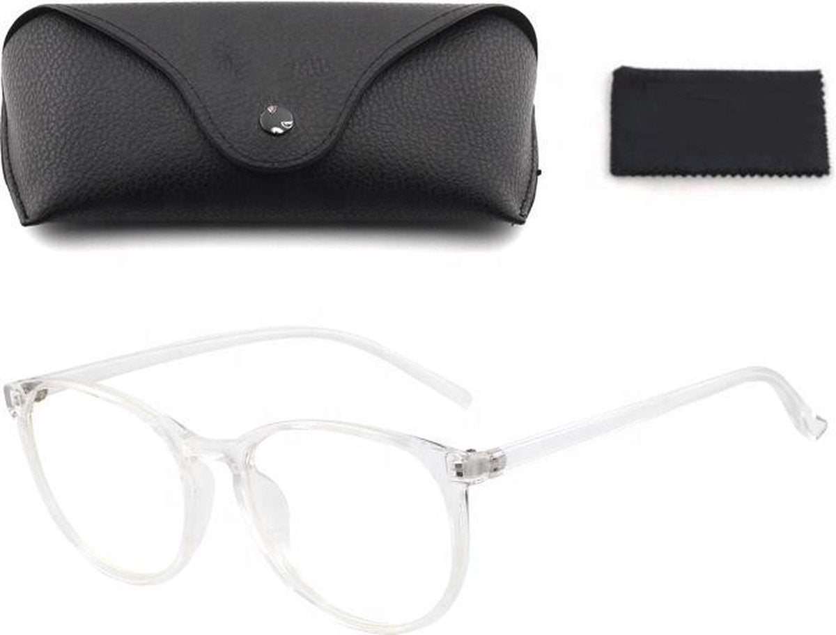 Blauw licht Bril - blue light glasses - Rond Model - Witte computerbril - Witte Beeldschermbril - White blue light glasses