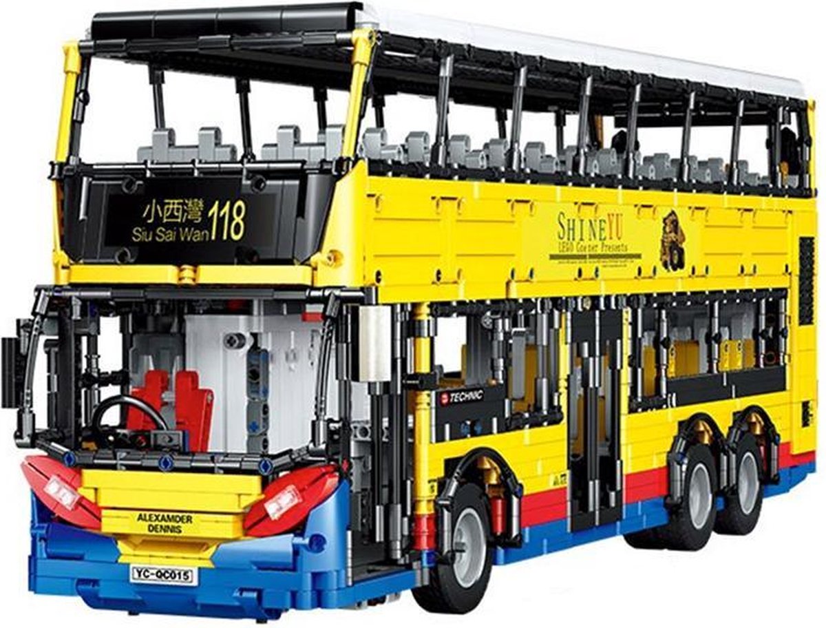 Dubbeldekker-Bus met led verlichting en motoren - 4300 bouwstenen -  volledig Lego compatible -Uniek in Nederland