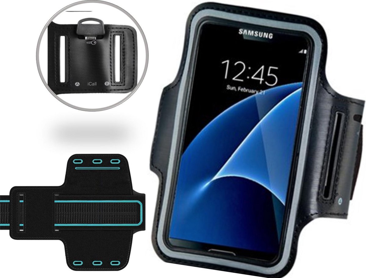 Universele Spatwaterdichte Sportarmband voor smartphone - 5.5 inch - Waterproof - Zwart