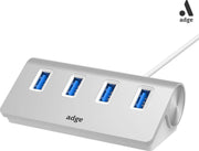 Adge® - 4 Ports Aluminium USB 3.0 High Speed Hub  - LED-indicator – Geschikt voor Windows