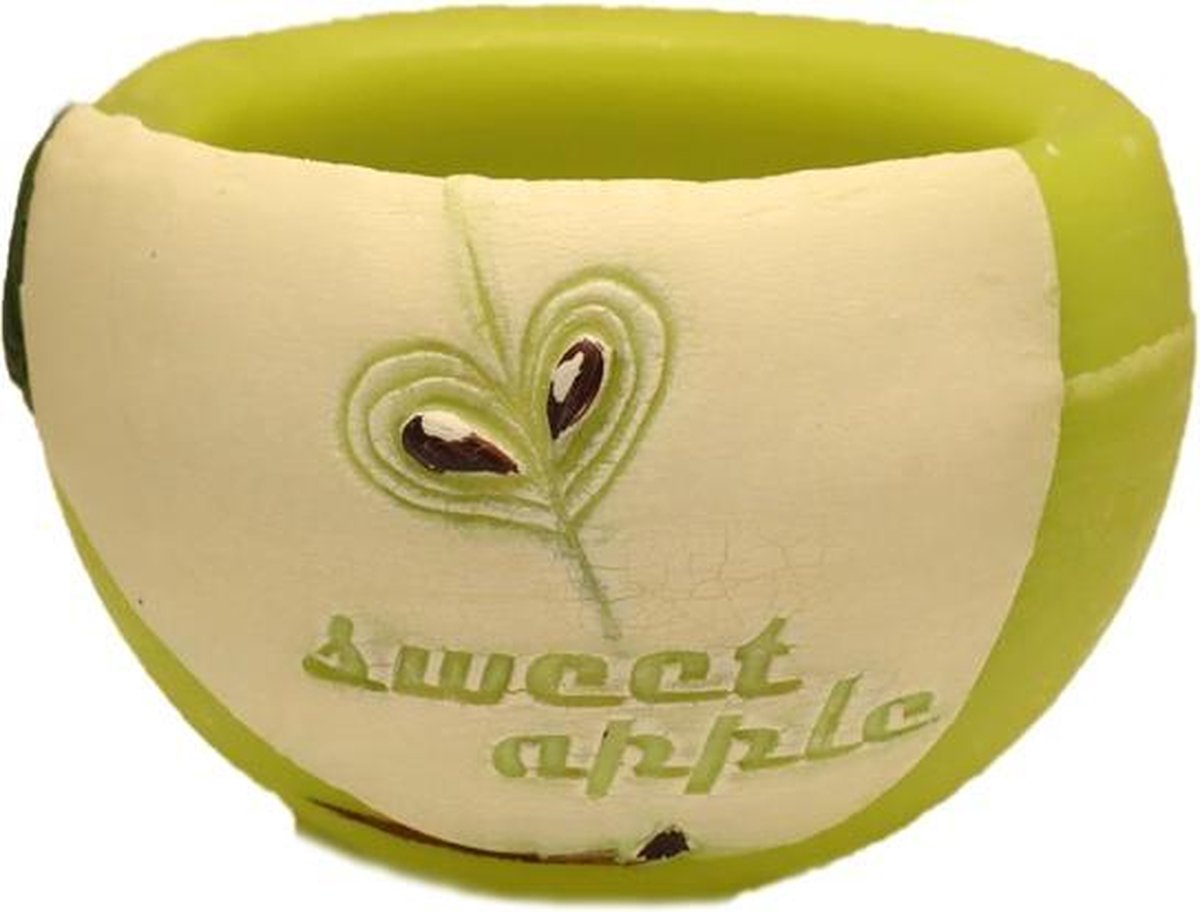 Groene appel geurende ronde wax windlicht 95/144 (incl. 1 stuk 3 uurs theelicht)