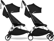 Babyzen YOYO2 wit frame met CONNECT compleet voor 2 kindjes van 6 mnd + kleur zwart