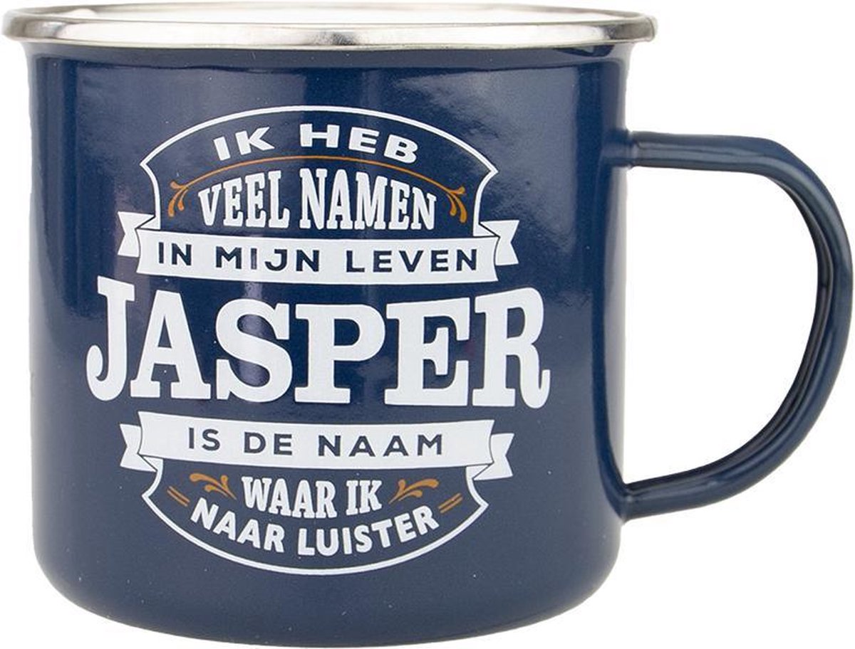 Mok - Top vent - Jasper - Geëmailleerd - Gevuld met een dropmix - In cadeauverpakking