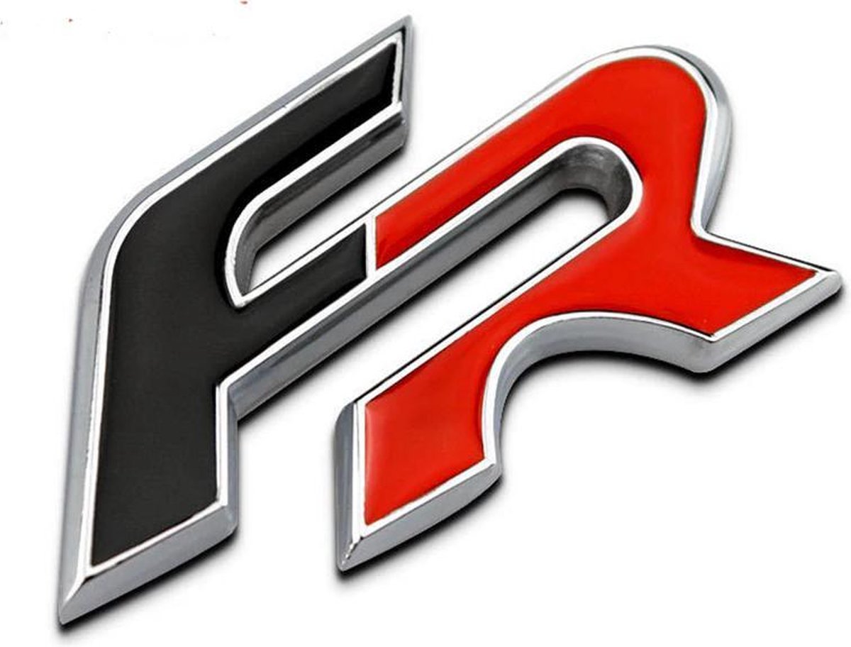 Seat FR | sticker embleem logo | metaal zwart rood | achterkant achterzijde | auto accessoires