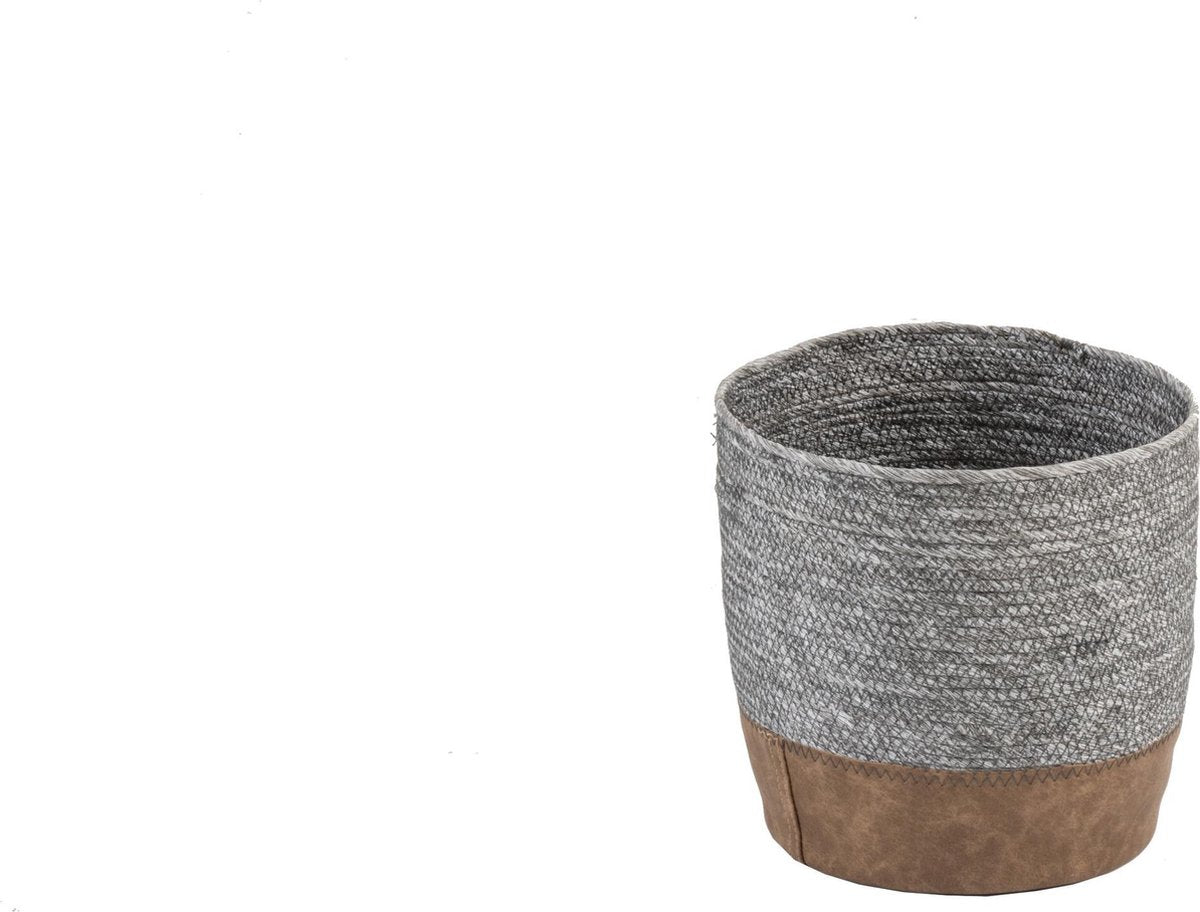 J-Line Mand Papier Imitatieleder Grijs/Bruin