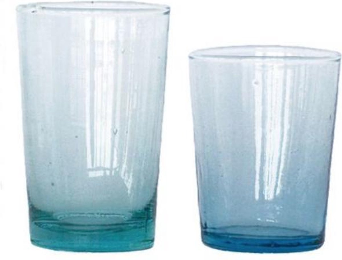 Waterglazen - L - recycled glas - mondgeblazen - set van zes
