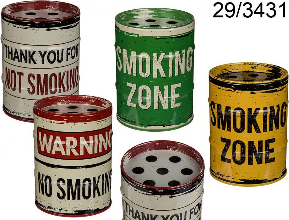 Retro metalen asbak - SMOKING ZONE