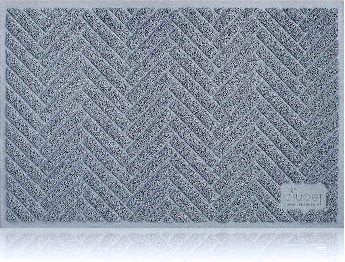 Kattenbak mat geweven kunststof grijs 90x60cm | Anti slip mat waterafstotend | Katten bak mat ter bescherming van uw vloer | Gemakkelijk te reinigen | Waterdicht | Veilig voor uw kat