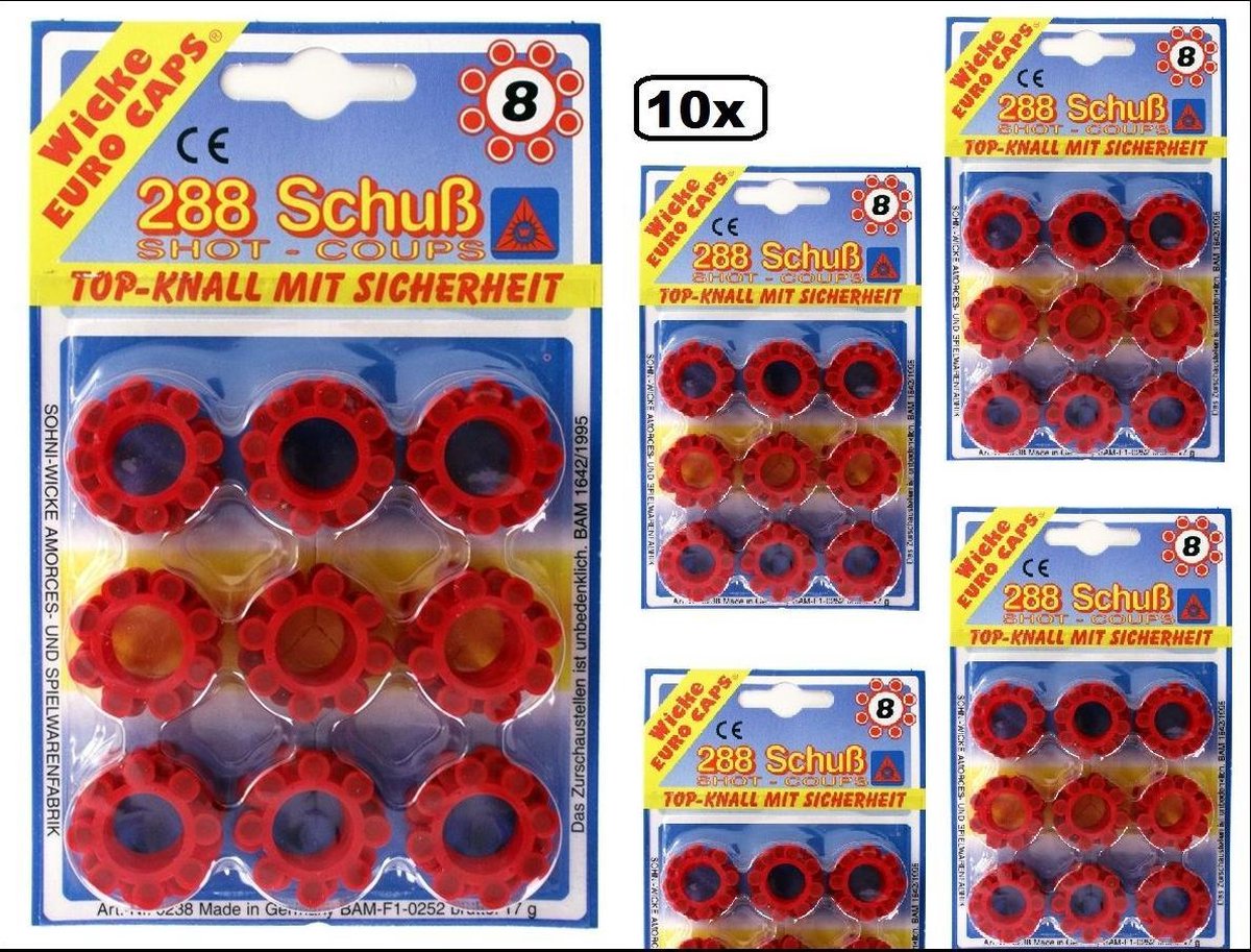 10x Ammorces Wicke 8 schot 36 ringen op kaart (288 shot)