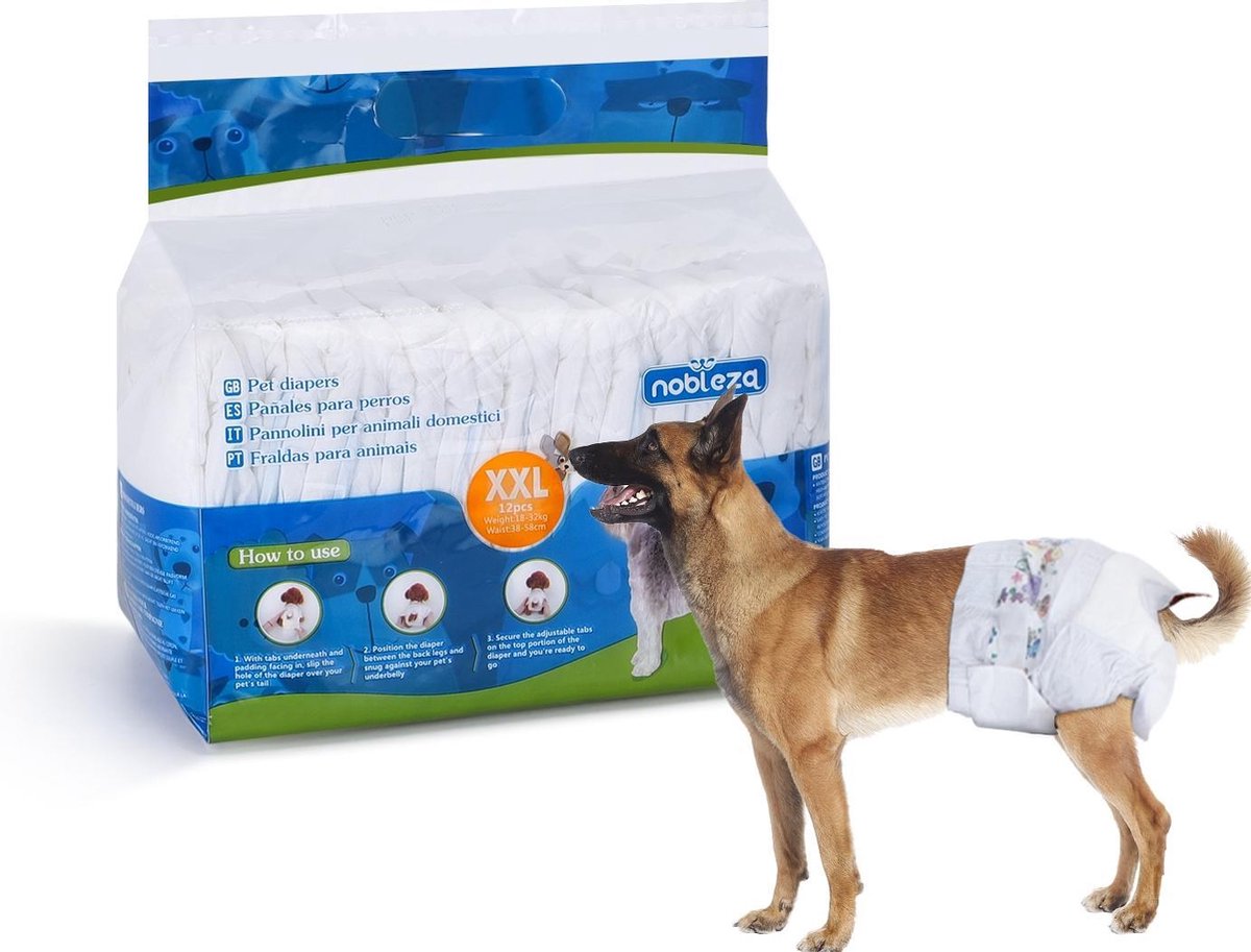 Nobleza 48KHE - Wegwerp Hondenluiers - XXL - L60 x 30 cm - 12 stuks