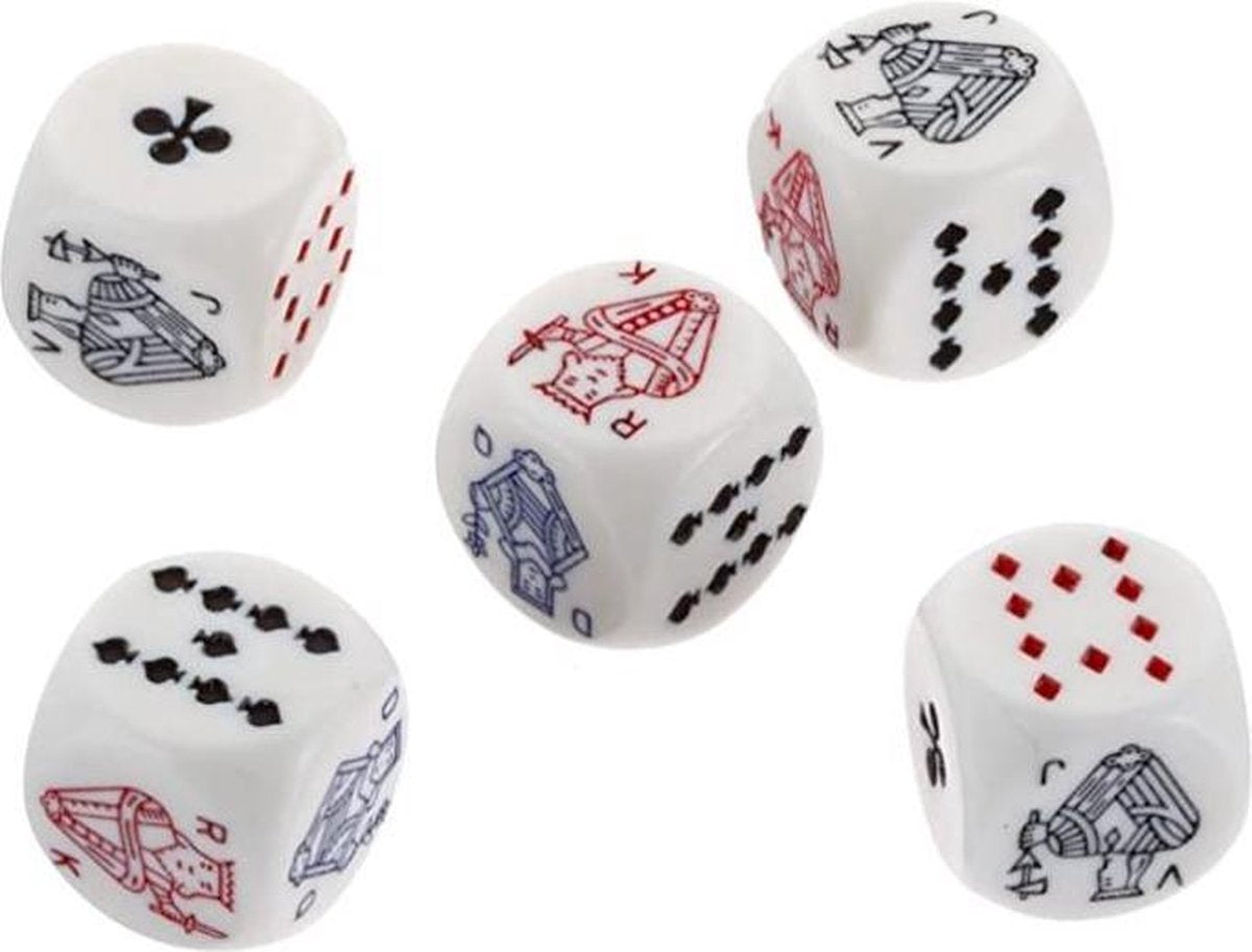 ksz set van 5 pokerdobbelstenen 16mm ivorine