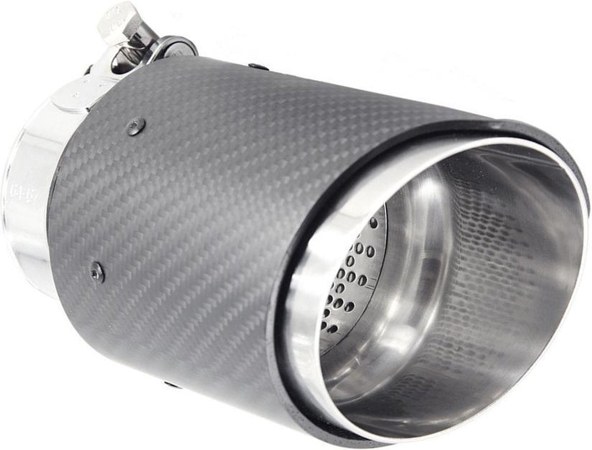 Blanco Uitlaatsierstuk RVS/Carbon 'AK-Look' - 89mm - lengte 120mm - 63mm aansluiting