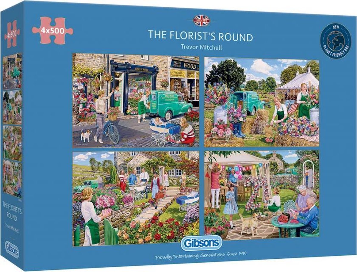 The Florist's Round Puzzel 4x 500 Stukjes