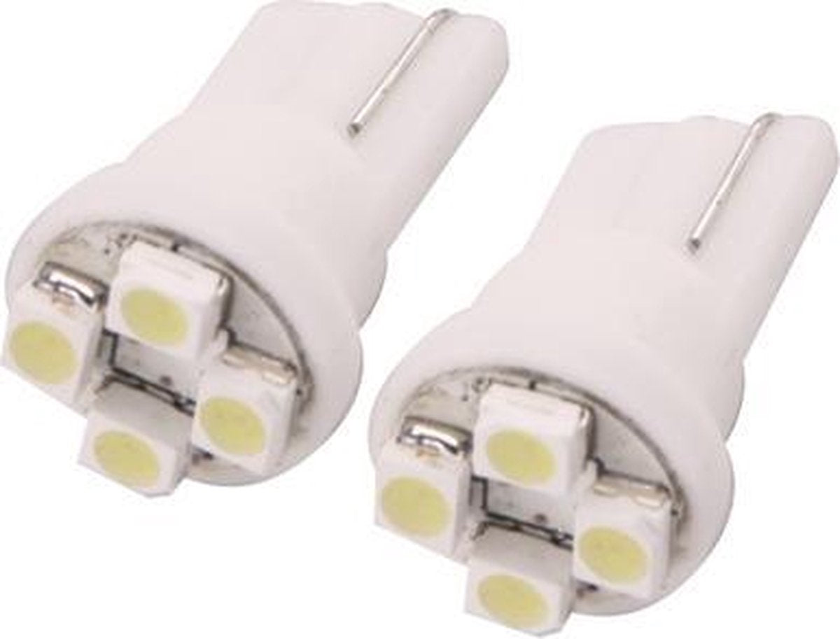 T10 4 LED Super White voertuig auto signaal gloeilamp (paar) (wit licht)
