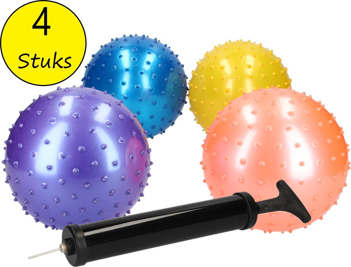 Educatieve Ballen set Inclusief Gratis Pomp – Verbeterde Motorische Ontwikkeling – Sensorische Stimulatie – 4 Stuks