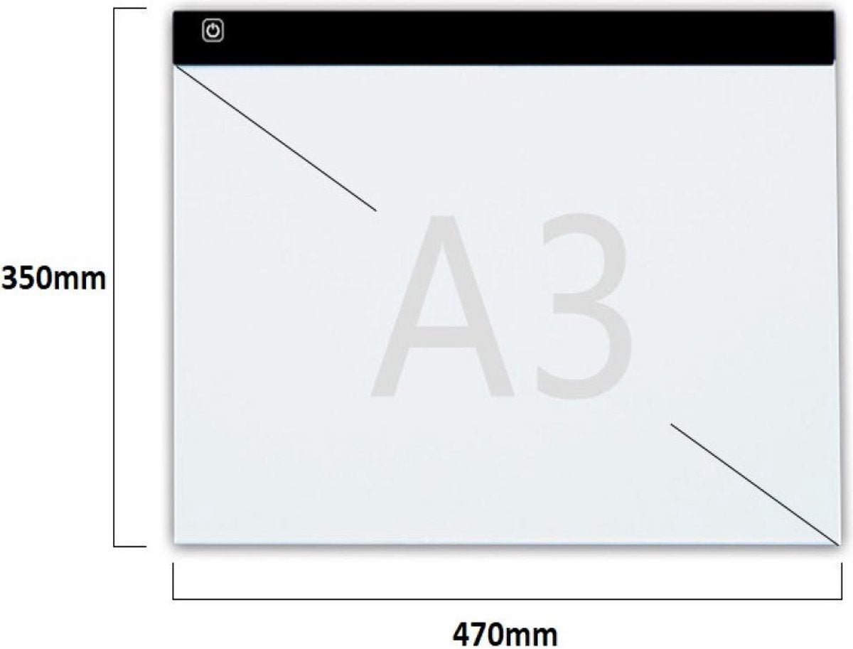 A3 Lightpad / LED licht Lichtbak / Tekentafel / Lichttafel / Lichtbox / Lightbox met 3 DIMBARE lichtstanden