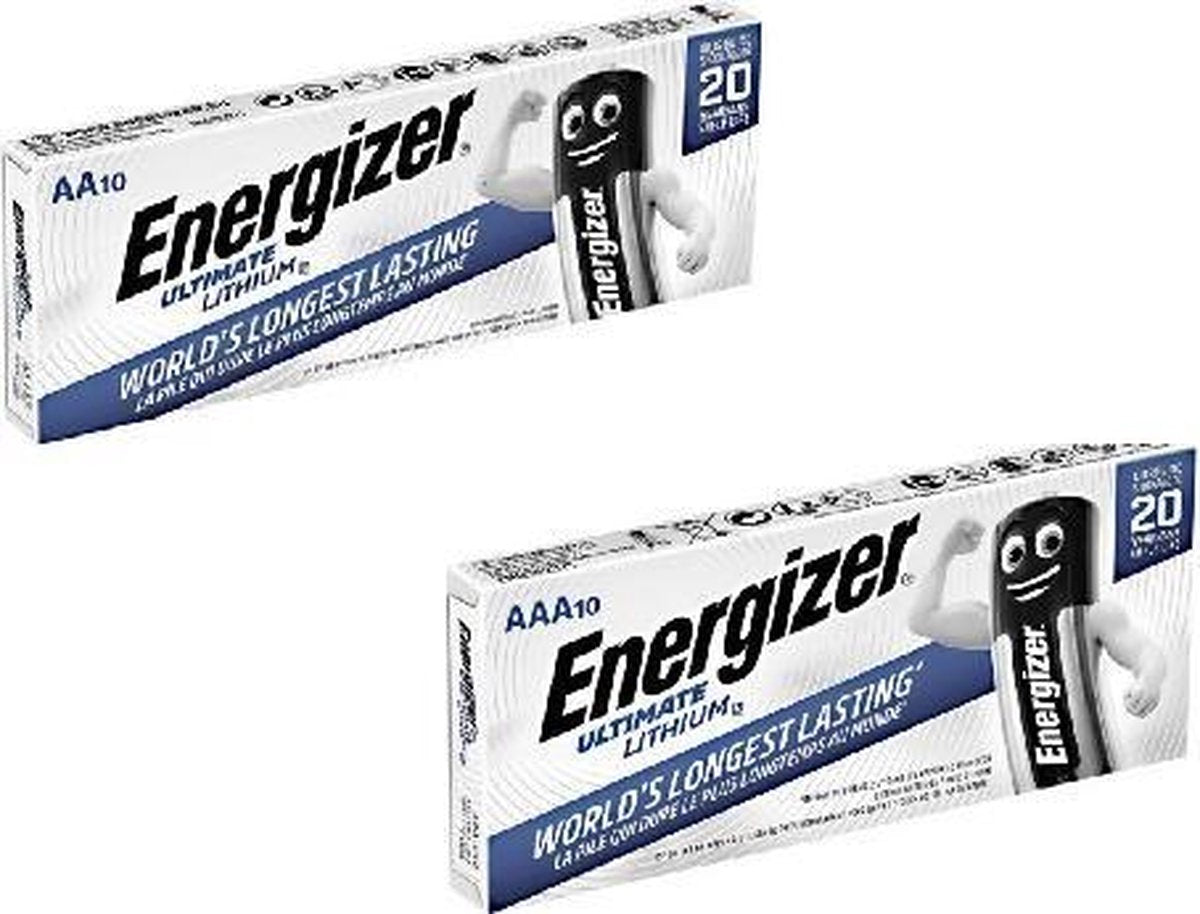 POWERDEAL: 10 X Energizer ultimate lithium AA + 10 X Energizer ultimate lithium AAA