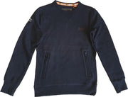Superdry zachte donkerblauwe sweater met 2 ritszakken - Maat S