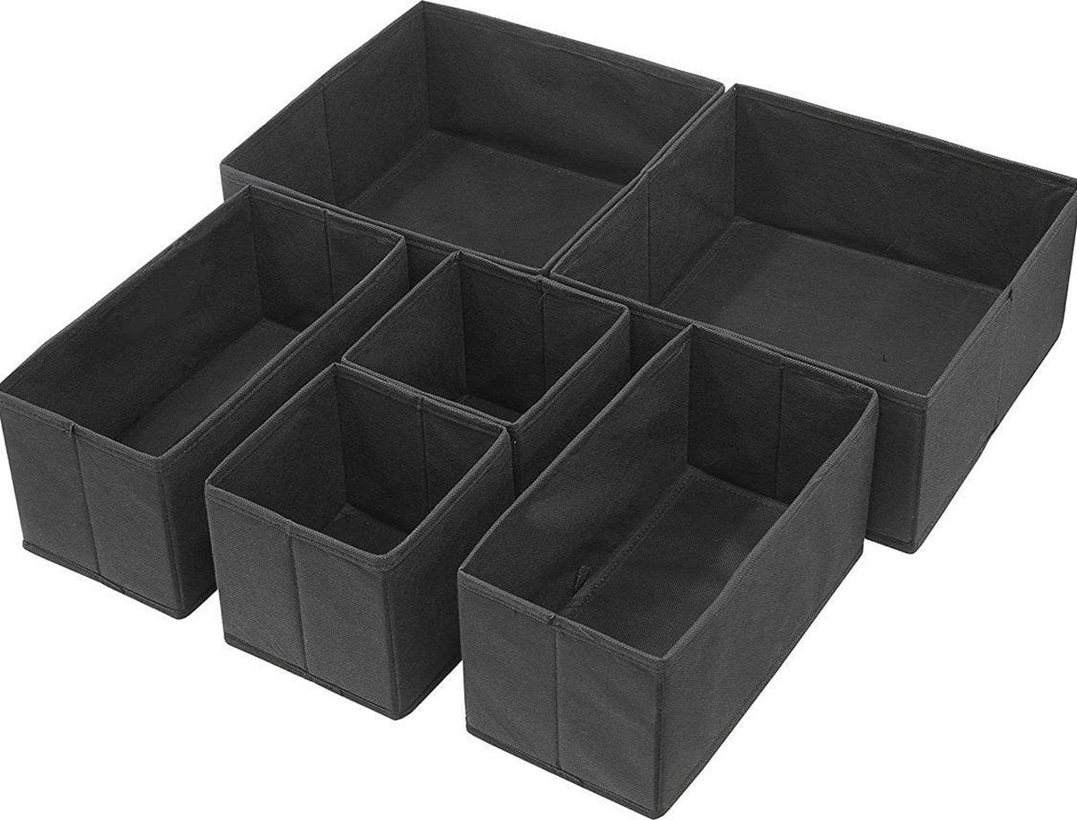 Kast Organizers - Zwart - Set 6 Stuks - Opberg Boxen - Opberg Mand