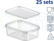 25 x Plastic vershoudbakjes met deksel - rechthoekig - 270ml – transparant - geschikt voor diepvries
