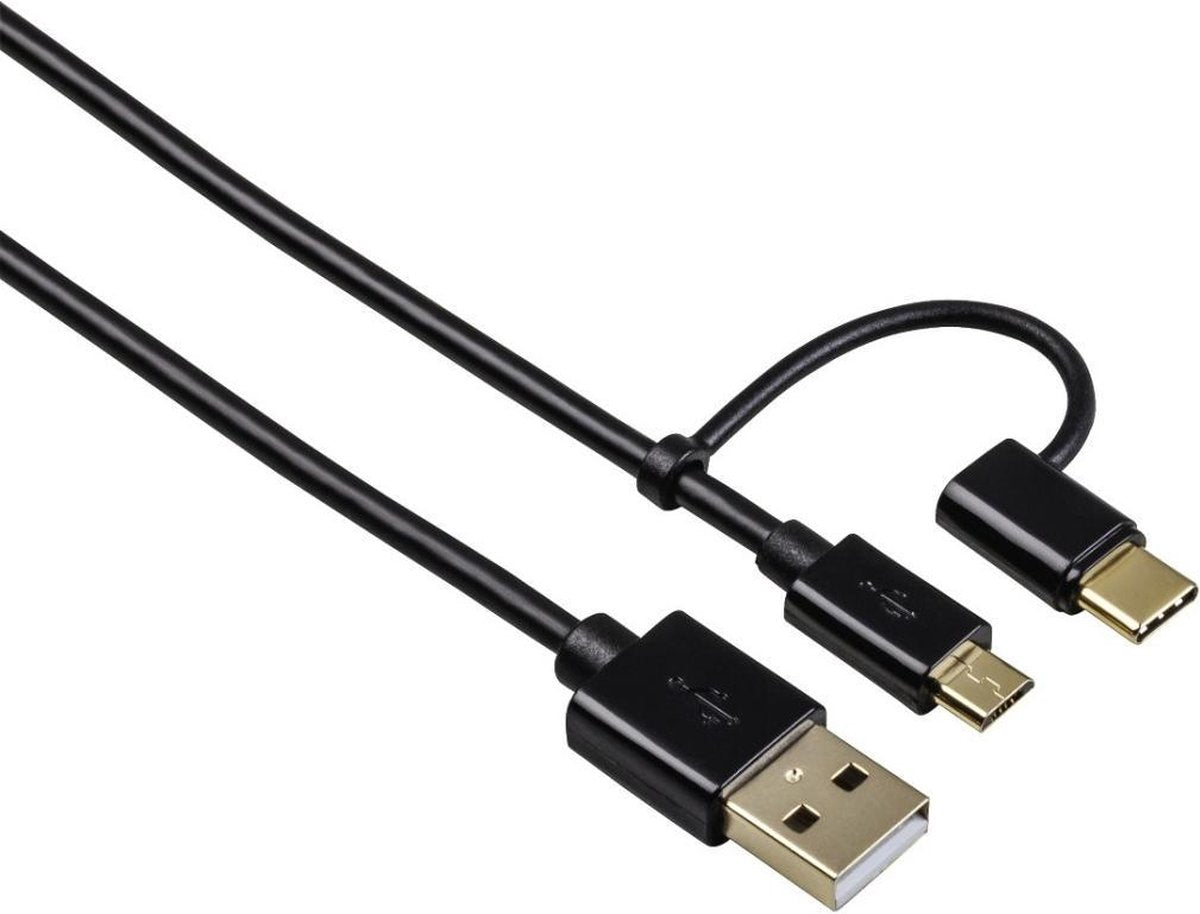 Hama 2in1-Micro-USB-kabel Met USB-C-adapter Verguld Afgeschermd 1
