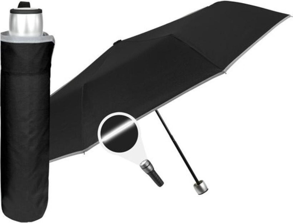Perletti Paraplu Windproef Reflectie 98 Cm Microvezel Zwart