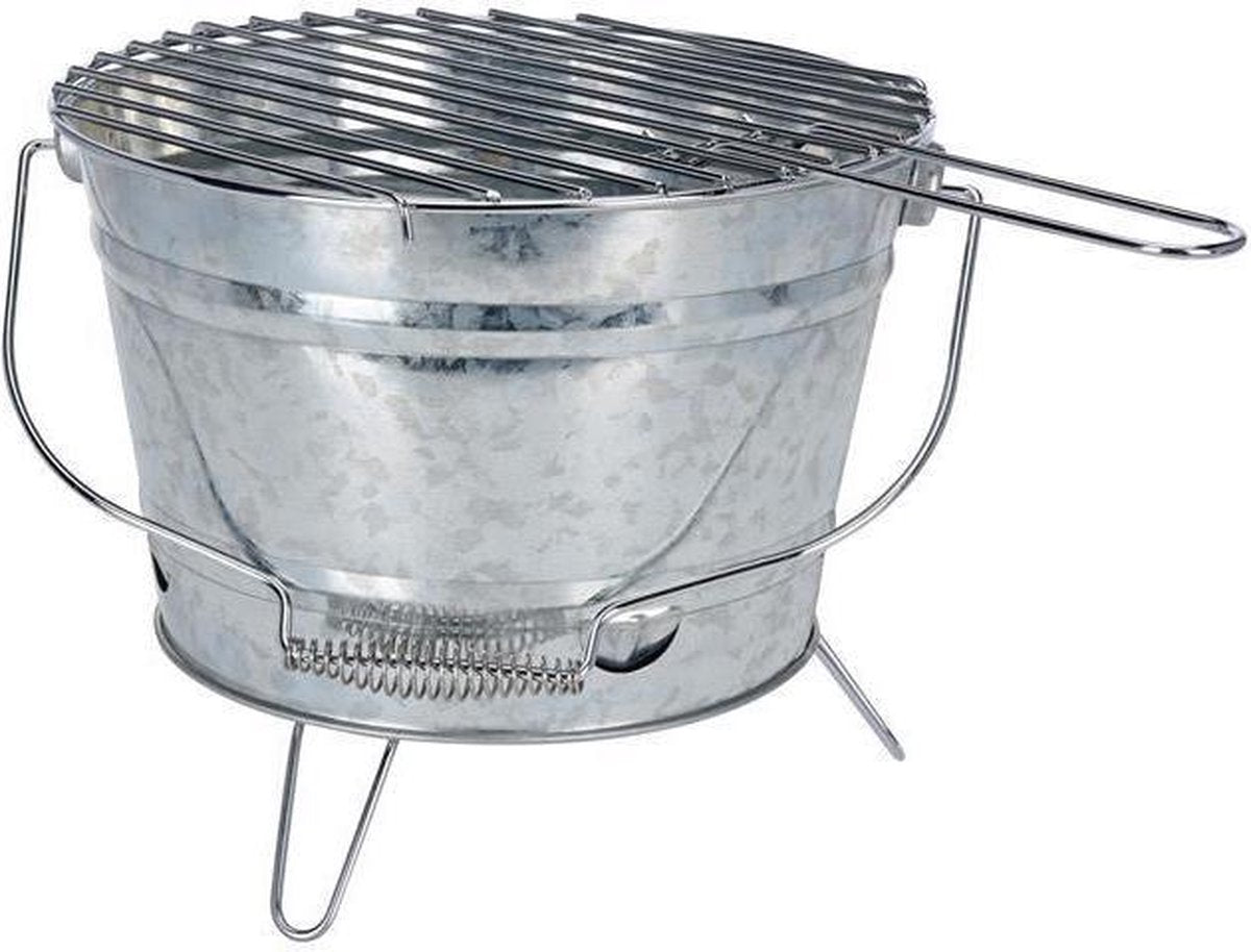 BBQ Emmer - Houtskool Tafelmodel met Grill  - Ø33 x 15 cm - Metaal