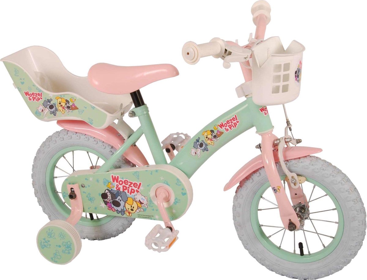 Woezel & Pip Kinderfiets - Meisjes - 12 inch - Mint/Roze