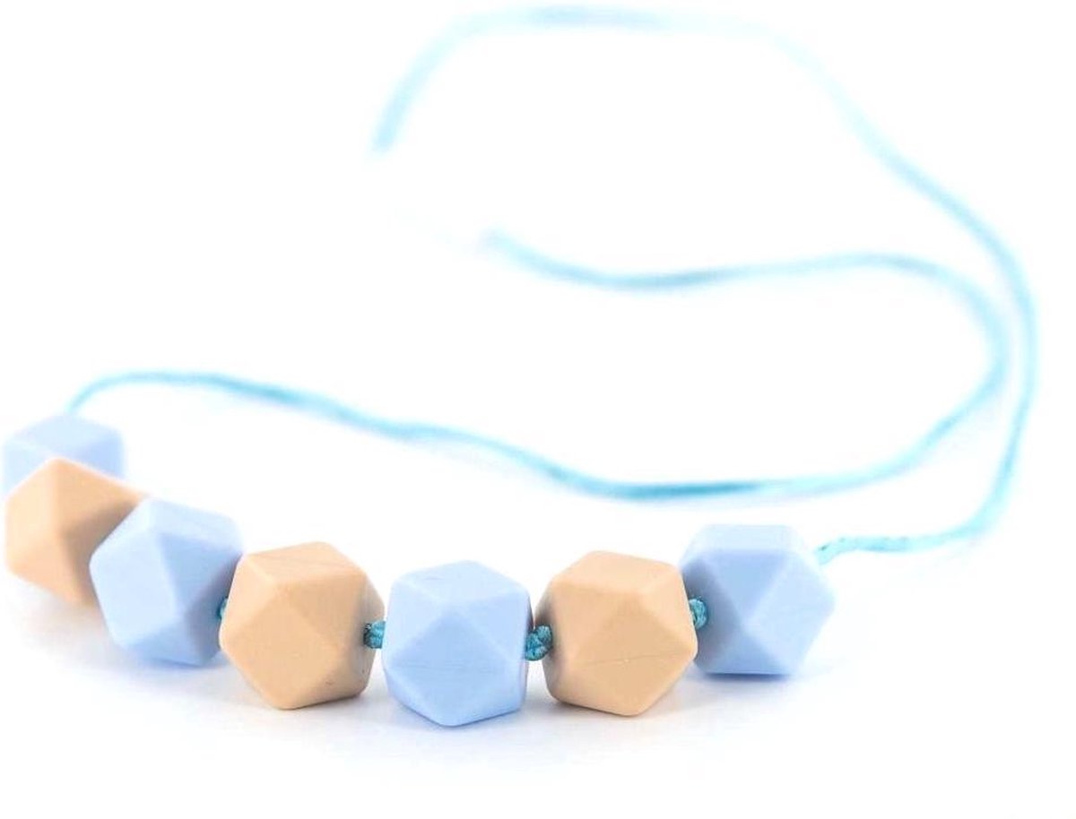 Lollipops & More Bijtketting Kola Cubes 75 Cm Silicone Blauw/beige