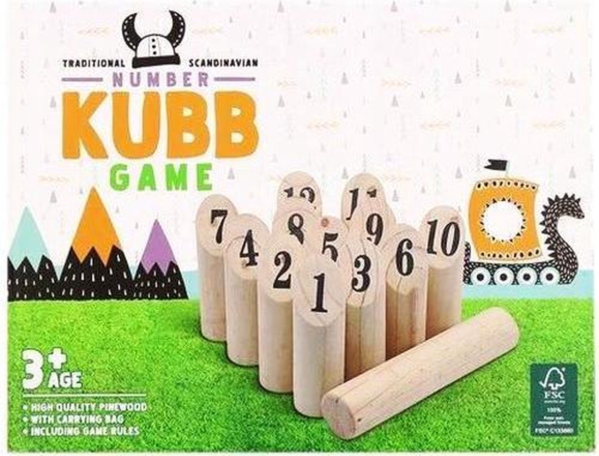Kubb Original - Kub Spell Volwassenen en Kinderen - Alternatief Molkky - Kubbs - Kubben - Kubben Buitenspel Hout - Kubb Familiespel - Kubb Rubberhout - Buitenspelen