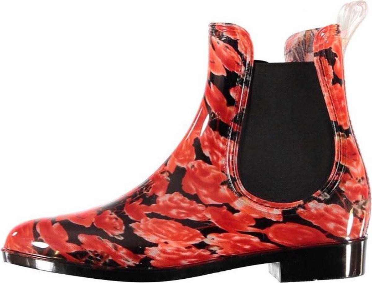 Xq Footwear Regenlaarzen Rozen Dames Rubber Zwart/rood Mt 38