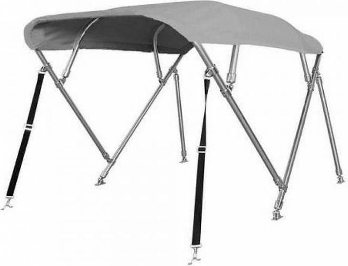 4 Boog RVS Biminitop Zonnetent GRIJS H137 cm Breedte 170-182 cm