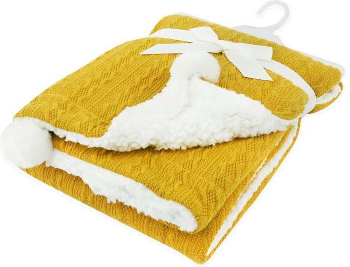 Soft Touch Kabeldeken Pompom 75 X 90 Cm Geel