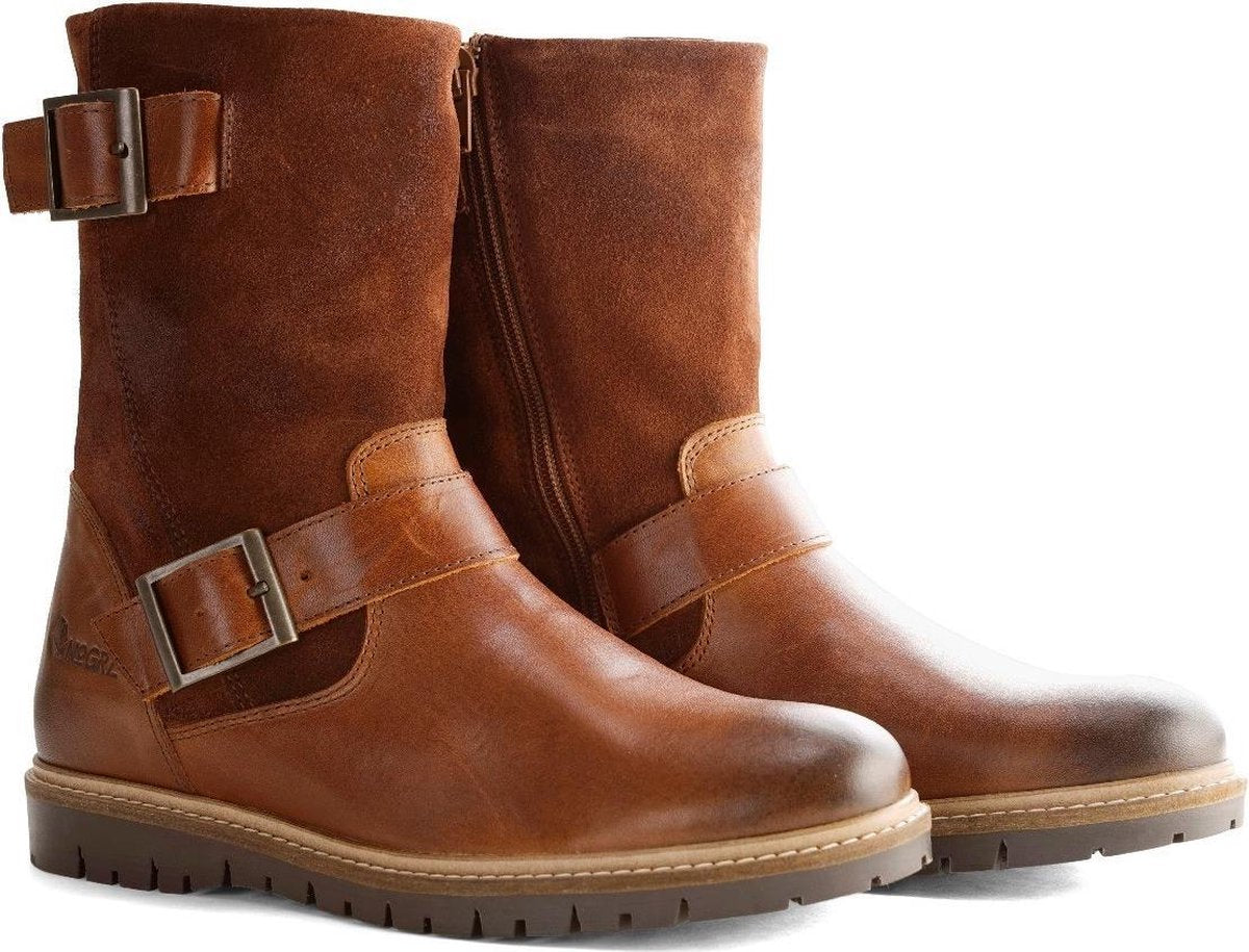 NoGRZ I.Jones Dames - Outdoorlaarzen waterafstotend en wol geïsoleerd - Cognac / Bruin - Maat 42