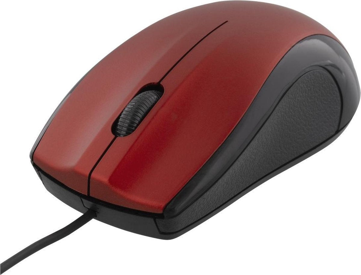 DELTACO MS-713 Optische muis 1200 DPI - Bedraad - Rood