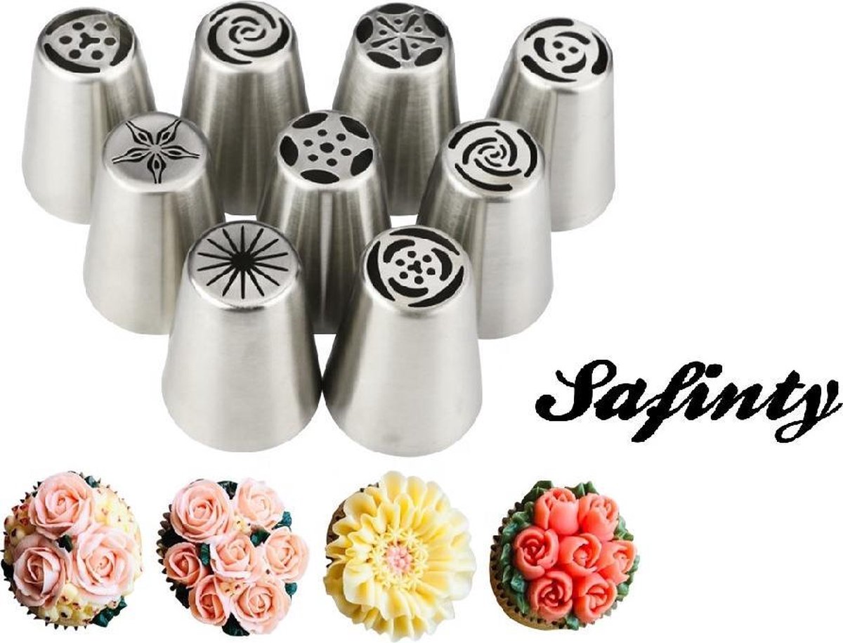 16 delig + 10 wegwerpzakken - Russische spuitmondjes-set 12 stuks- bloemen- decoratie-spuitmondjes -cupcakes-gebak-cake