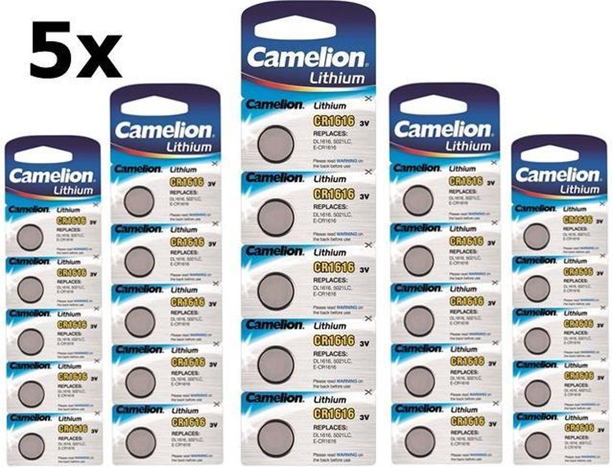 25 Stuks (5 Blister a 5st) Camelion CR1616 3v lithium knoopcelbatterij