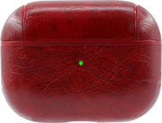 Apple Airpods Pro Lederlook Case - Leer - Hardcase - Sleutelhanger - Kunstleer - Apple Airpods - Rood