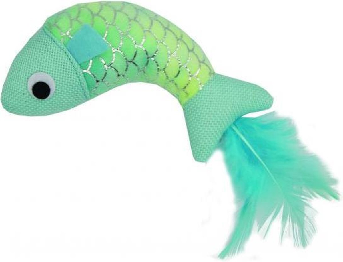 Happy pet mermaid vis met veren blauw 13x10x3cm