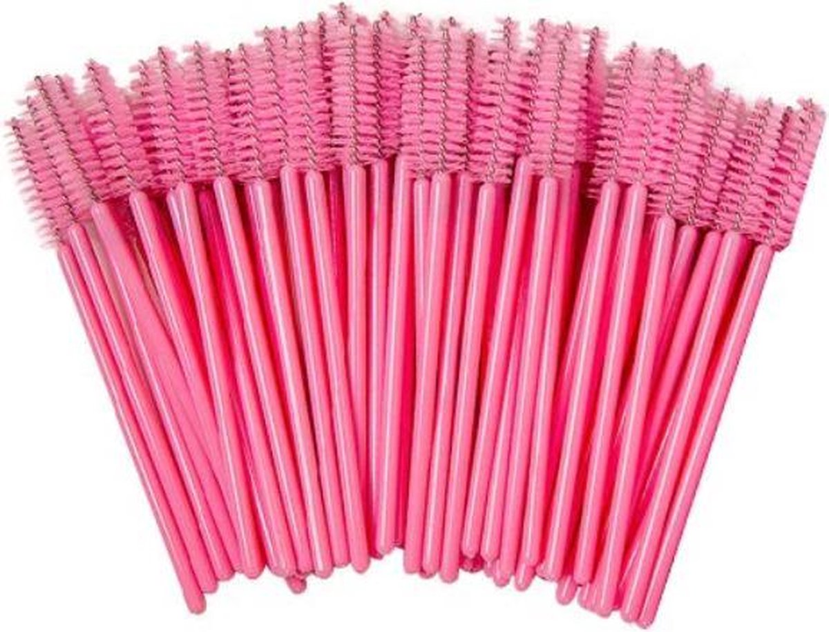 Wegwerp Mascara en Wimper Borsteltjes - 50 Stuks - Roze