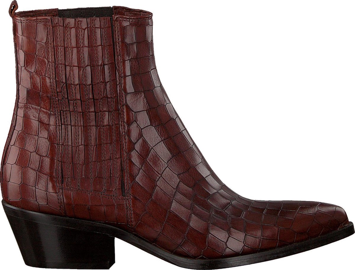Notre-V 05a-201 Enkellaarsjes - Enkelboots - Dames - Cognac - Maat 38