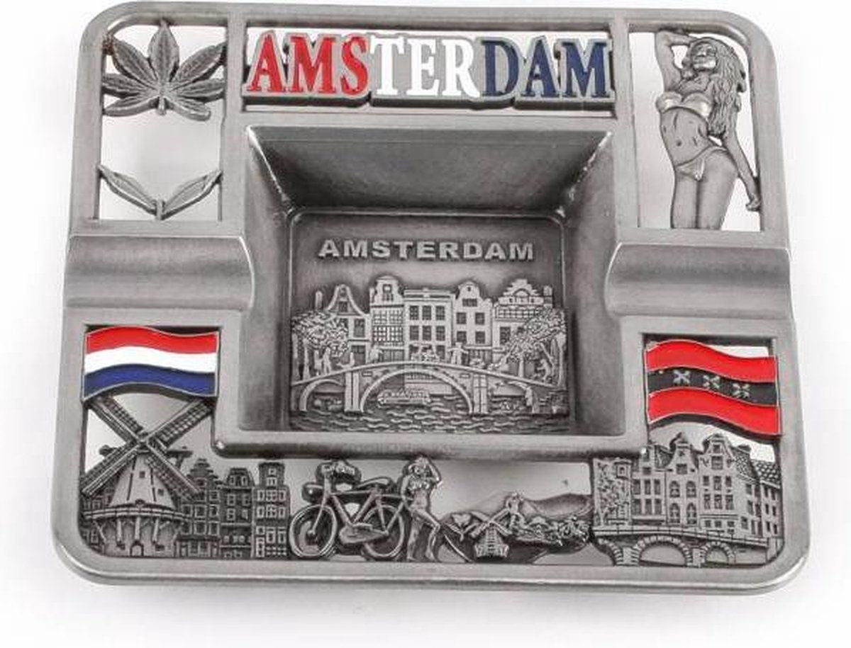 Asbak Vierkant Amsterdam Compilatie Tin - Souvenir