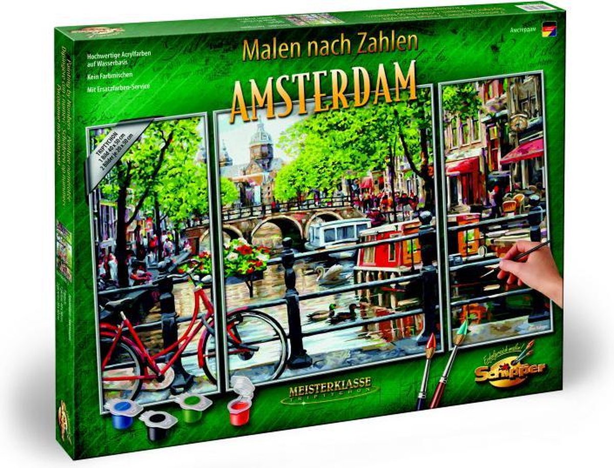Schipper Schilderen op nummer 3-luik - Amsterdam 80 x 50 cm