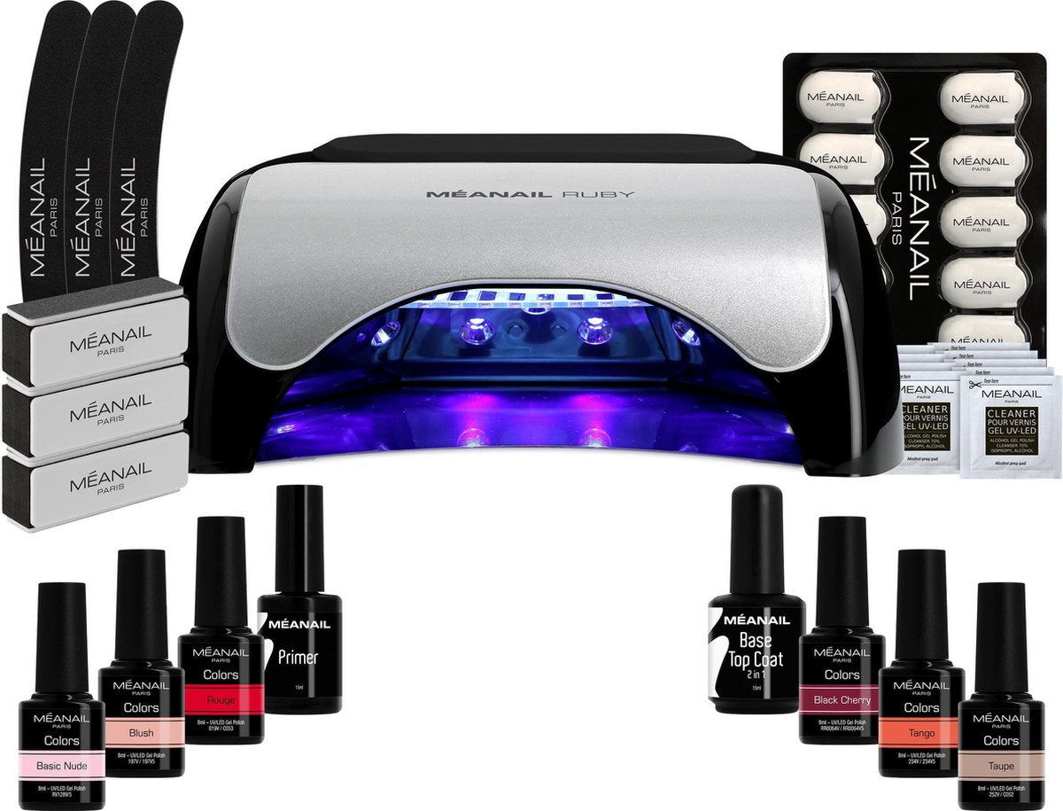 Gellak - MEANAIL® Kit Ruby - UV/Led lamp 48w – 6 kleuren Vegan - Gelnagellak