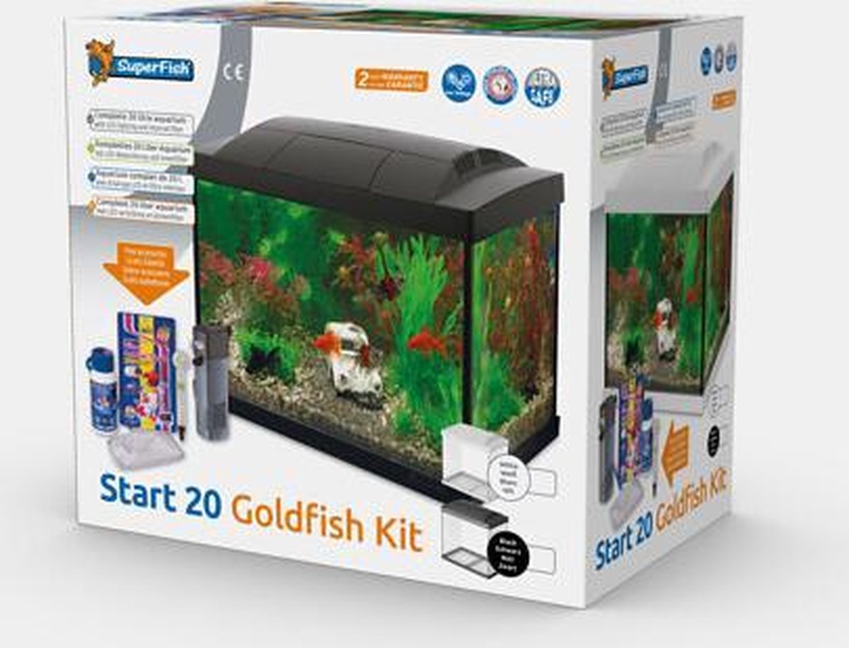 Superfish Aqua 20 Goldfish Kit Led Aquarium - 20 L - Zwart - 36 x 23 x 32.1 cm