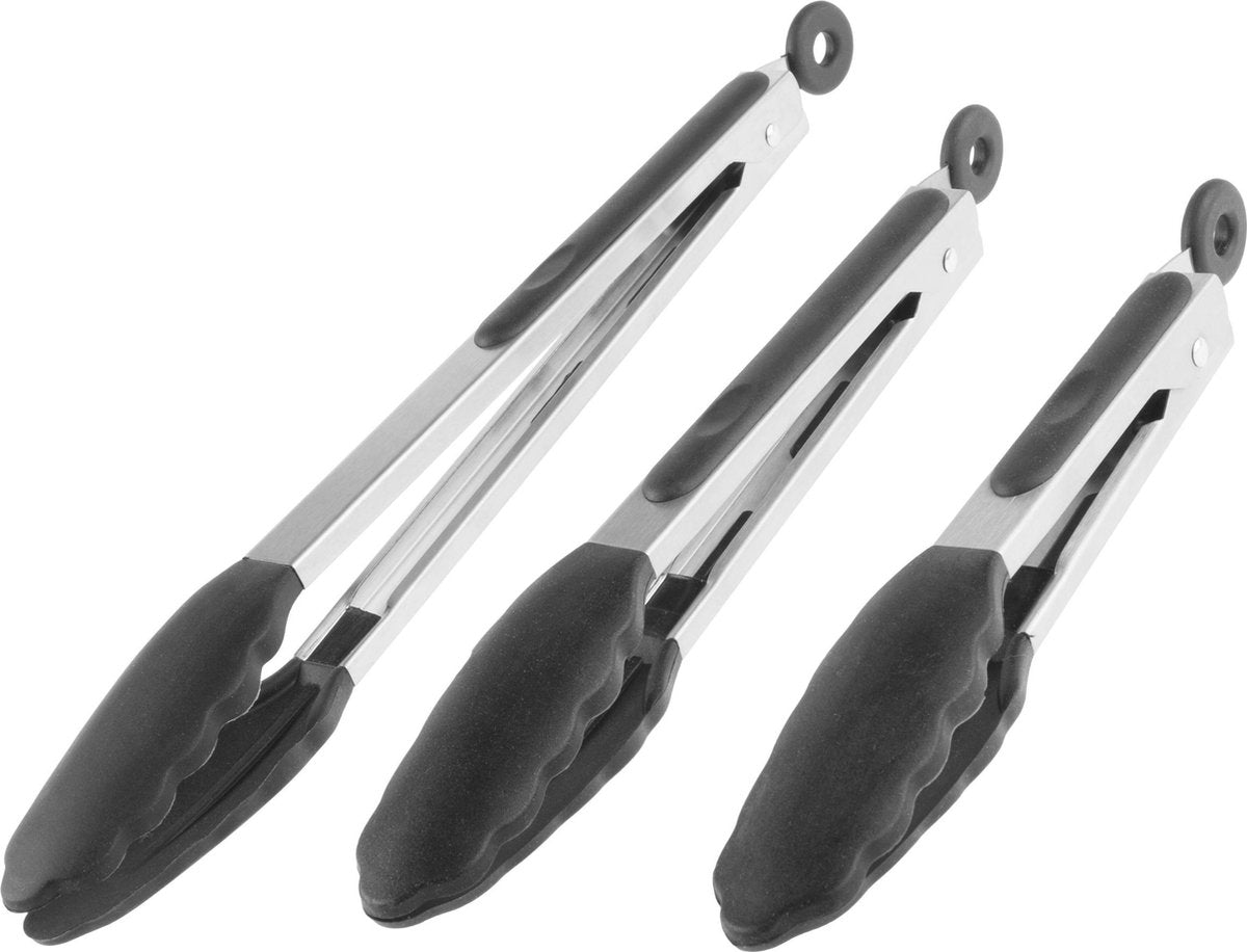 Doodadeals® Luxe BBQ Tangenset – BBQ Tang – Barbecue Tangenset – Vleestang – Serveertang – BBQ Tang RVS – Set van 3 Tangen